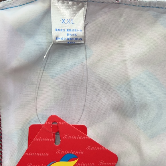 NWT one piece red yellow & green swim suit 2XL lined Adjustable bathing suit - Picture 7 of 7